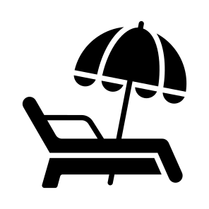 Sunbed, Lounger, Deckchair, Beach, Umbrella icon