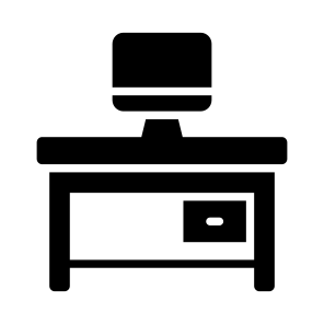 Monitor, Table, Drawer, Desk, Wooden icon