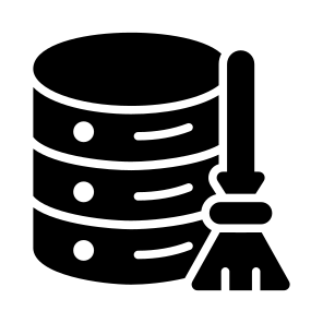 Data, Database, Db, Cleaning, Broom icon