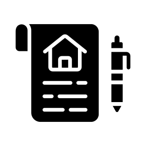 Contract, Agreement, Paper, Signature, Home icon