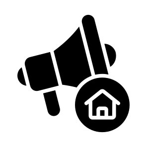 Marketing, Megaphone, Promotion, Loudspeaker, Home icon