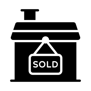 Sold, Board, Sign, Home, House icon