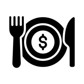 Event Budget, Expense, Cost, Dinner, Plate icon