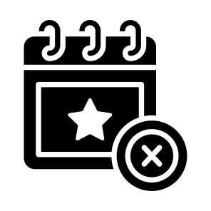 Event Cancel, Event Failed, No Event, Event Issue, Event Problem icon
