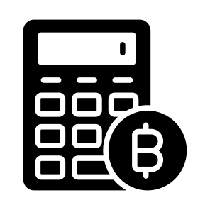 Calculation, Estimation, Budgeting, Totalization, Bitcoin icon