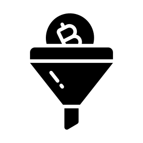 Conversion, Funnel, Filter, Bitcoin, Crypto icon