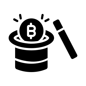 Magic, Trick, Hat, Bitcoin, Crypto icon