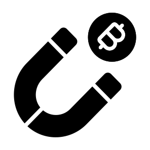 Magnet, Attraction, Retention, Bitcoin, Crypto icon