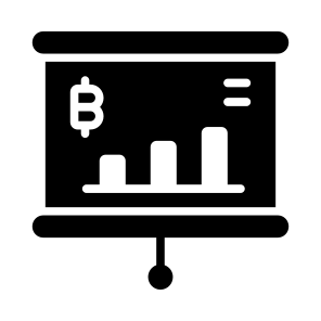 Presentation, Statistics, Infographics, Chart, Bitcoin icon