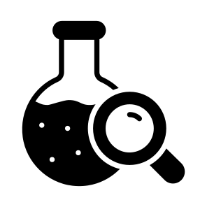 Flask, Beaker, Glassware, Magnifier, Liquid icon