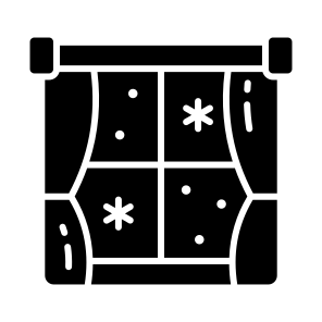 Winter, Window, Christmas, Curtain, Seasonal, icon