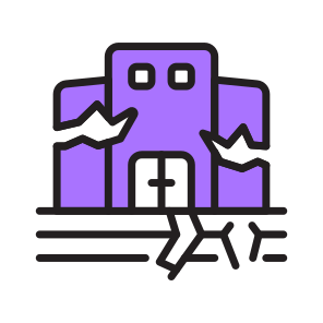 Earthquake, Damage, Weather, Building, Cracks icon