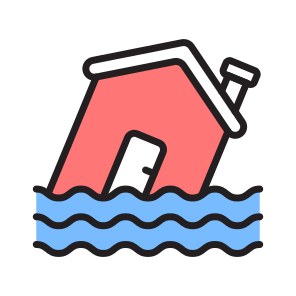 Flooded, House, Flood, Water, Disaster icon