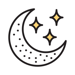 Night, Moon, Crescent, Stars, Celestial icon