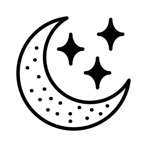Night, Moon, Crescent, Stars, Celestial icon