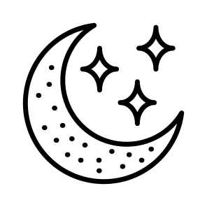 Night, Moon, Crescent, Stars, Celestial icon