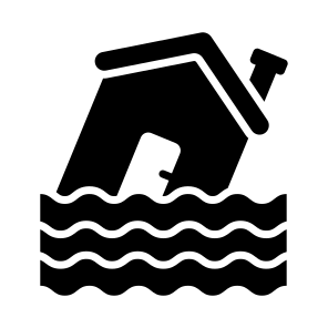 Flooded, House, Flood, Water, Disaster icon