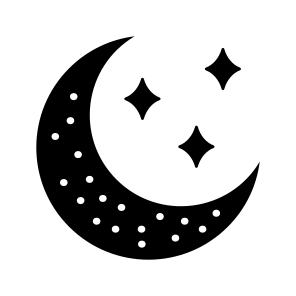 Night, Moon, Crescent, Stars, Celestial icon