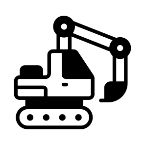 Excavator, Digger, Backhoe, Trencher, Vehicle icon