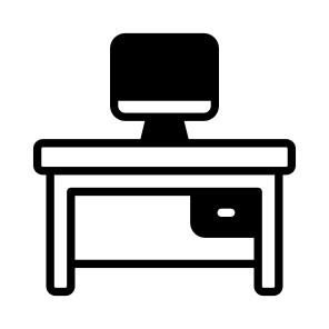 Monitor, Table, Drawer, Desk, Wooden icon
