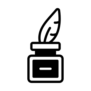 Quill Ink, Inkpot, Ink Bottle, Stationery, Feather Ink icon