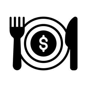 Event Budget, Expense, Cost, Dinner, Plate icon