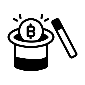 Magic, Trick, Hat, Bitcoin, Crypto icon