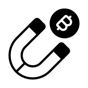 Magnet, Attraction, Retention, Bitcoin, Crypto icon