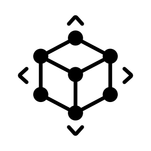 Modelling, D, Simulation, Rendering, Blockchain icon
