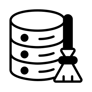 Data, Database, Db, Cleaning, Broom icon