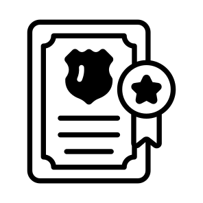 Certificate, Degree, Award, Credential, Police icon