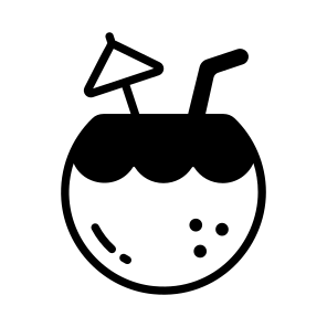 Coconut, Fruit, Drink, Beverage, Straw icon