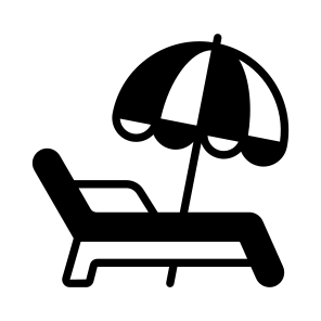 Sunbed, Lounger, Deckchair, Beach, Umbrella icon