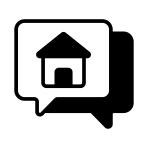 Chat, Message, Communication, Home, House icon