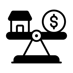 Comparison, Money, Price, Home, House icon