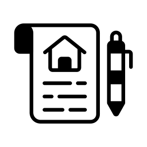 Contract, Agreement, Paper, Signature, Home icon