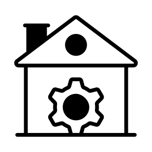 Maintenance, Management, Cogwheel, Home, House icon