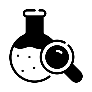 Flask, Beaker, Glassware, Magnifier, Liquid icon