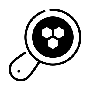 Research, Study, Compound, Molecules, Magnifier icon