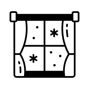 Winter, Window, Christmas, Curtain, Seasonal, icon