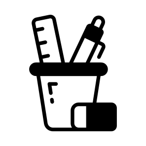 Stationery, Pen, Eraser, Ruler, Scale icon