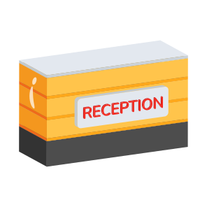 Reception, Counter, Table, Desk, Wooden icon