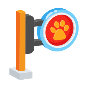 Board, Hanging, Signboard, Pole, Paw icon