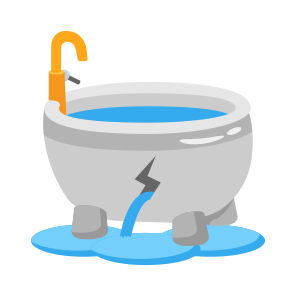 Cracked, Bathtub, Leaking, Broken, Damaged icon