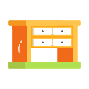 Desk, Table, Drawer, Furniture, Interior icon
