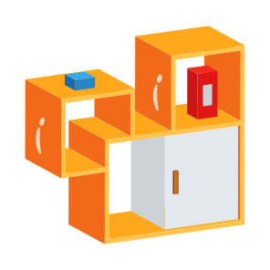 Stylish, Shelves, Table, Furniture, Interior icon
