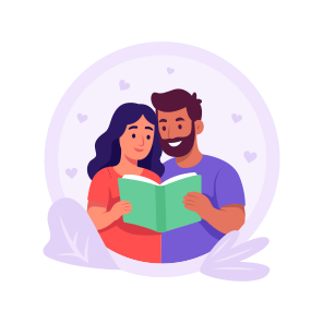 Couple, Loving, Romantic, Reading, Book, icon