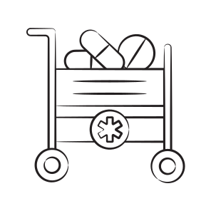 Cart, Trolley, Handcart, Pills, Medication icon