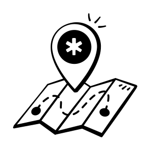 Healthcare, Location, Medical, Navigation, Destination icon