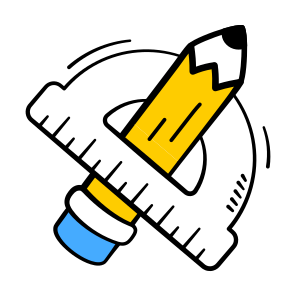 Drafting, Tools, Protractor, Pencil, Ruler icon
